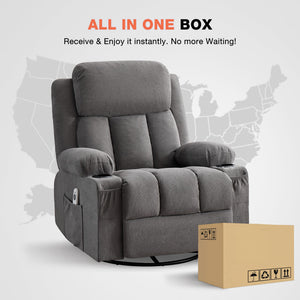Heated Massage Swivel Rocker Recliner Chair