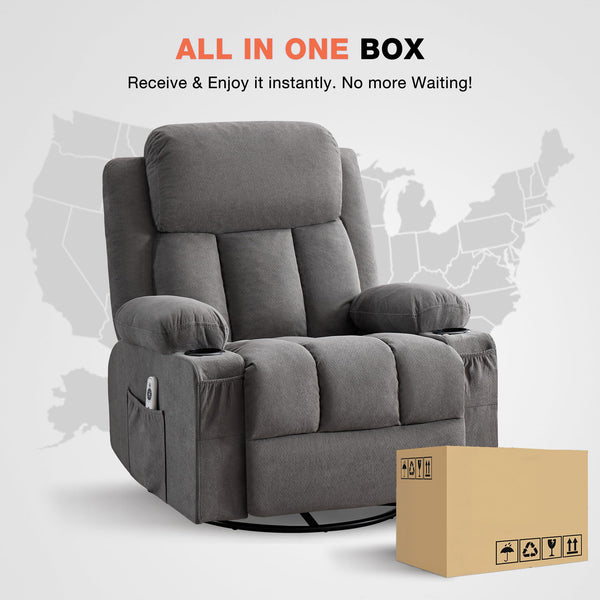 Heated Massage Swivel Rocker Recliner Chair