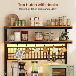 6-Tier Baker's Rack with Power Outlets, LED Lights & Wine Rack