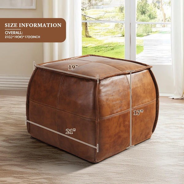 Genuine Leather Ottoman Pouf – Square & Round Foot Rest