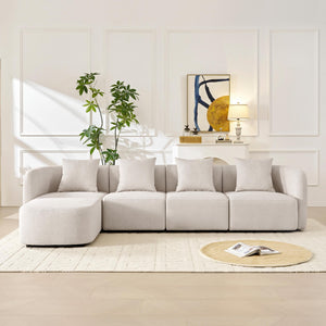 118" L-Shaped Modular Sectional Sofa with Ottoman