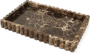Natural Marble Decorative Tray with Fluted Edge