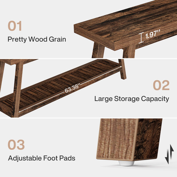 70.86-Inch 2-Tier Console Table – Farmhouse Entryway Sofa Table