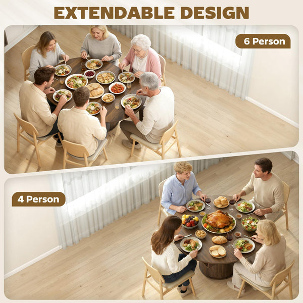 Extendable Dining Table with Storage Pedestal, Seats 4–6