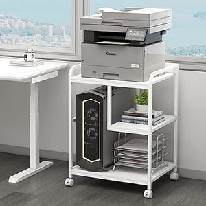 Large Printer Stand with Wheels and Storage Shelf