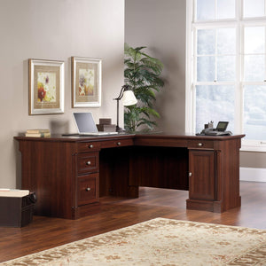 L-Shaped Executive Desk with File Cabinet & Keyboard Tray