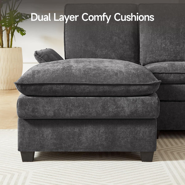Modular U-Shaped Sectional Sofa with Ottoman