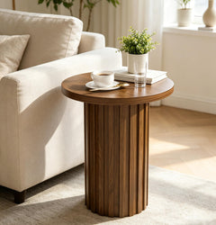 Round Fluted Pedestal End Table