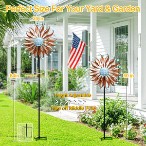 Large Outdoor Metal Wind Spinner with Stake 84 Inch