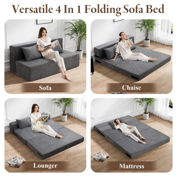 Folding Sofa Bed with Memory Foam – Convertible Sleeper Chair