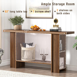 2-Tier Console Table with Side Storage Shelves, 53 Inch