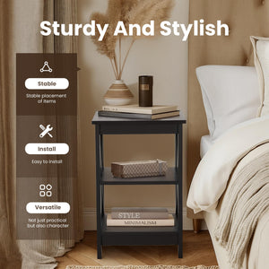 3-Tier End Table Set of 2 with Storage Shelves