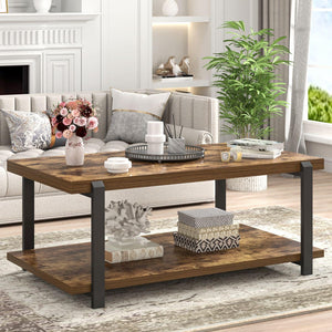 Modern Rectangle Coffee Table with 2-Tier Storage