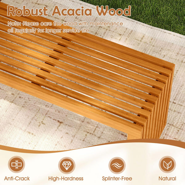 Acacia Wood Outdoor Bench 36" Backless Loveseat for 2 – 800 lbs Capacity
