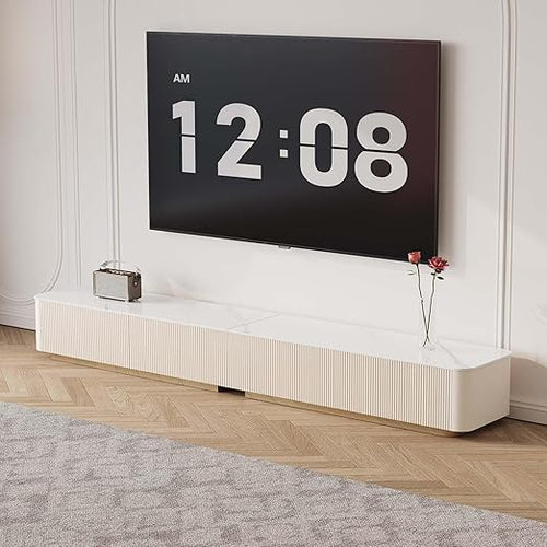 Modern TV Stand with Sintered Stone Top & Wood Drawers