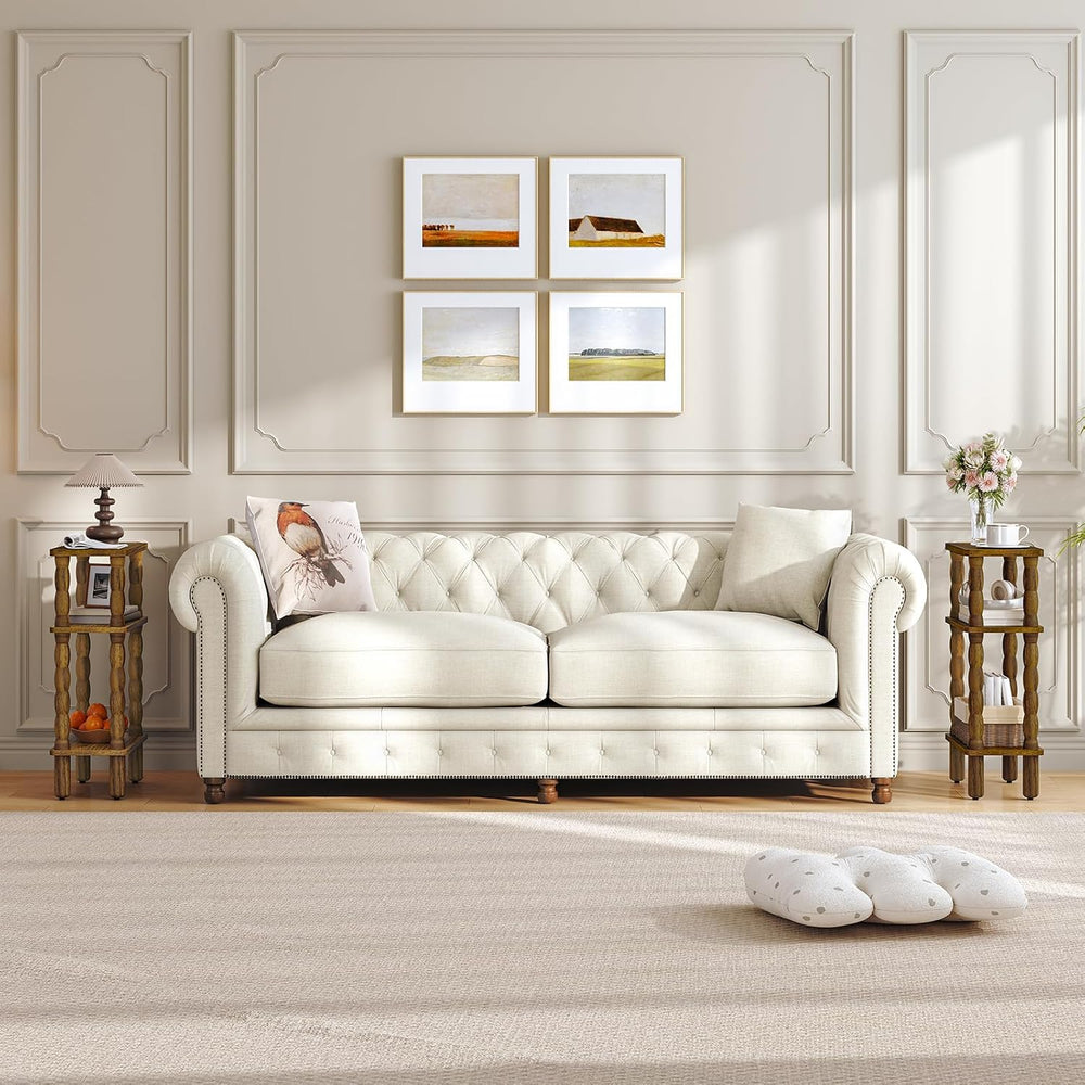 3-Tier Narrow End Table with Solid Wood Legs