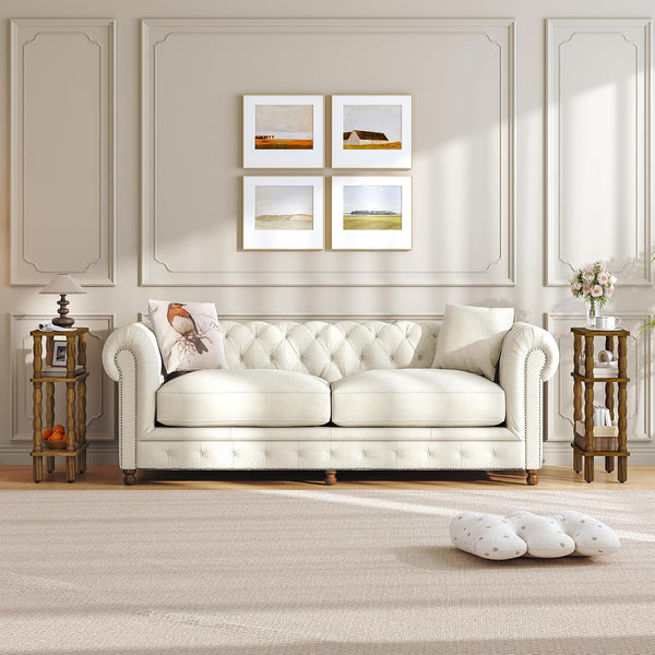 3-Tier Narrow End Table with Solid Wood Legs