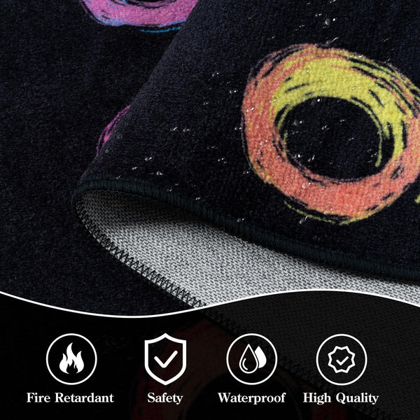 Colorful Circle Classroom Area Rug — Non-Slip Educational Kids Carpet