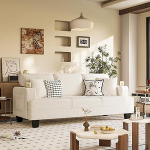 3-Seat Corduroy Sofa – Deep Seat Living Room Couch