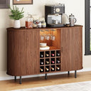 55" Wine Bar Cabinet with LED Light, Wine Rack & Glass Holder