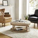 Round Tufted Ottoman with Storage Shelf