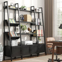 Ladder Bookshelf with 4 Doors & 12 Open Shelves
