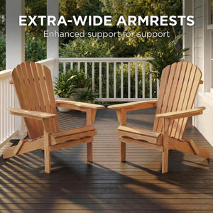 Folding Solid Wood Adirondack Chair with Pre-Assembled Backrest