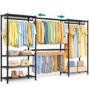 Heavy-Duty Extendable Clothes Rack with Shelves & Hooks