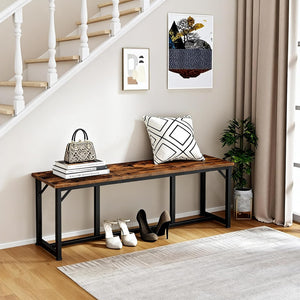47.2" Industrial Dining Bench – Rustic Brown