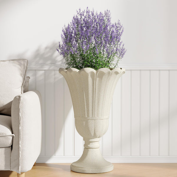 Tall Planters for Outdoor Plants Set of 2 with Drainage Holes