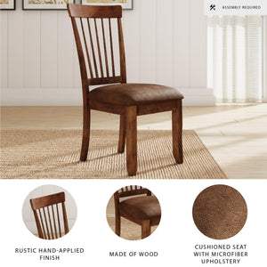 Spindle Back Dining Chairs Set of 2 with Upholstered Microfiber Seat
