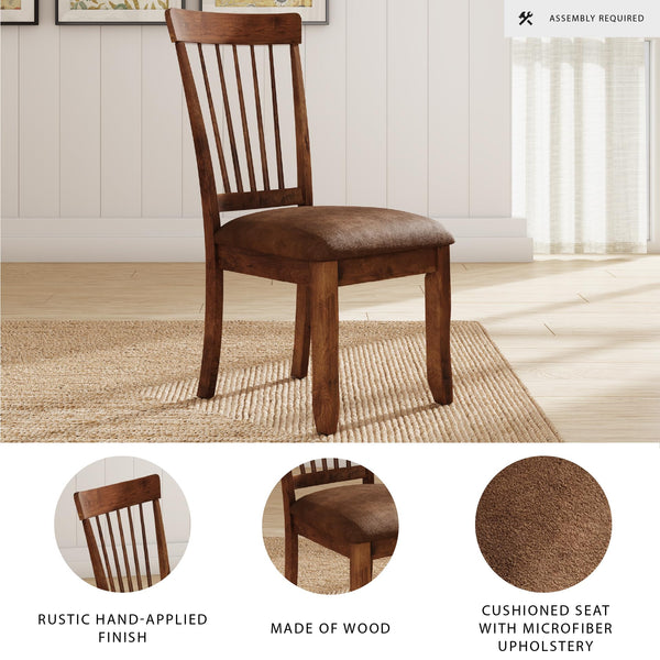 Spindle Back Dining Chairs Set of 2 with Upholstered Microfiber Seat
