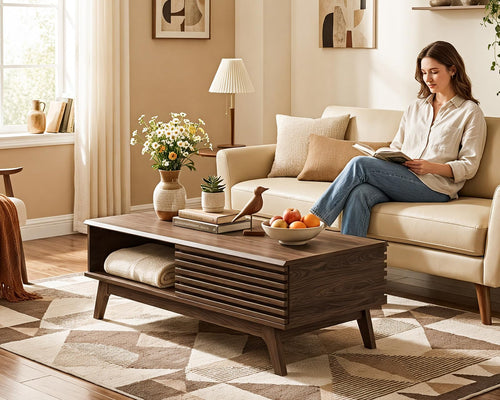 Coffee Table with Storage and Sliding Doors