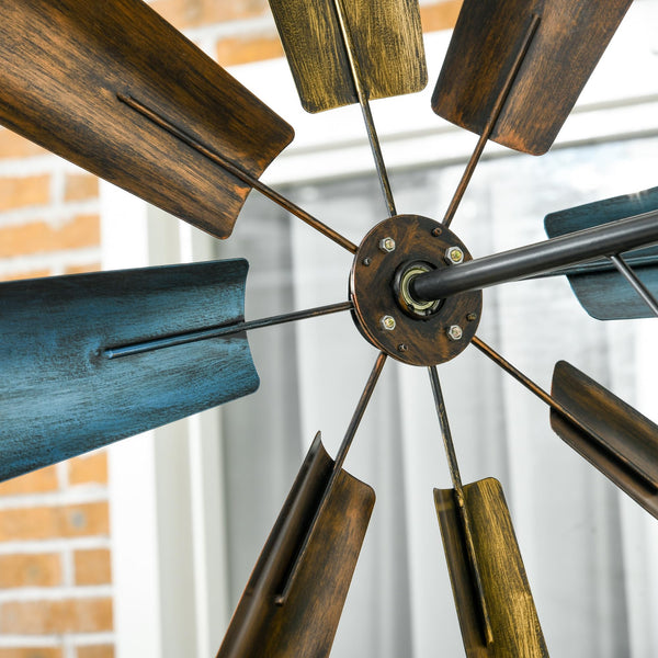 Windmill Weathervane with Bottom Shelf – Rustic Outdoor Fir Wood & Steel