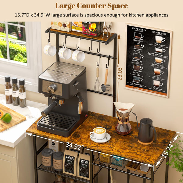 6-Tier Baker's Rack with Storage Adjustable Shelves and 10 S-Hooks