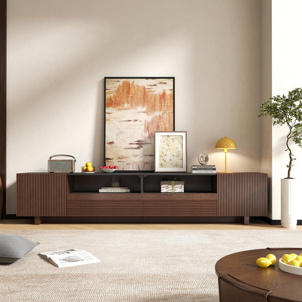 78.8" TV Stand with Storage Cabinets & Drawers – Walnut