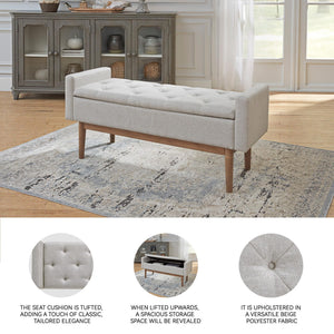 Tufted Storage Bench with Hinged Seat