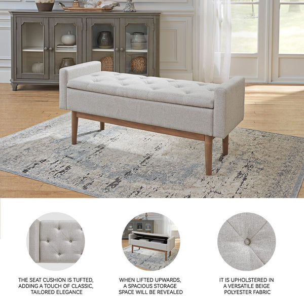 Tufted Storage Bench with Hinged Seat