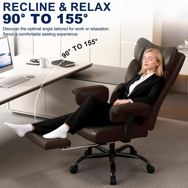 Big & Tall High-Back Executive Office Chair with Footrest