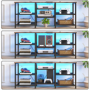 55-Inch TV Stand with Charging Station and LED Lights