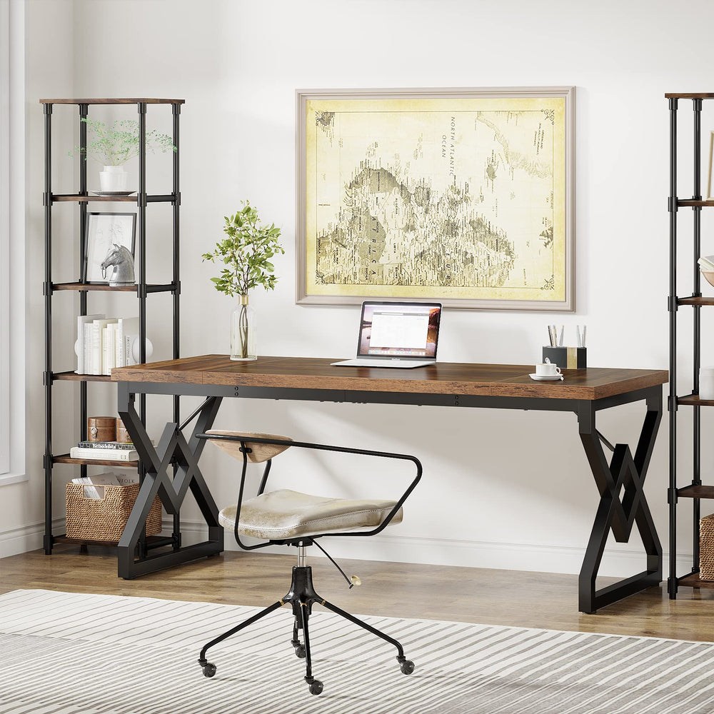 63-Inch Large Executive Office Desk with Metal Frame