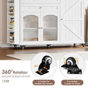 Rolling Kitchen Island with Drop Leaf Countertop & Storage