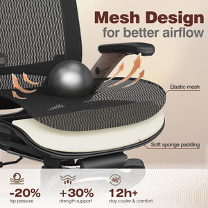 Ergonomic Office Chair with Footrest & Reclining High Back Mesh
