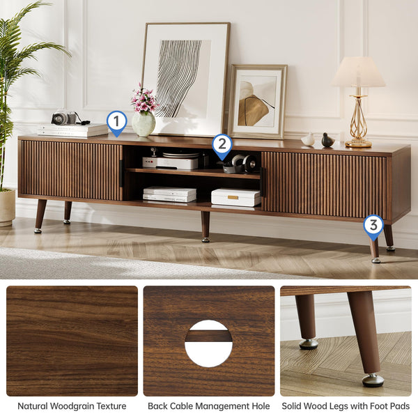 62-Inch TV Stand with Storage – Mid-Century Modern Media Console