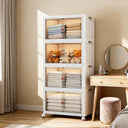 4-Tier Stackable Storage Cabinet with Magnetic Doors & Wheels