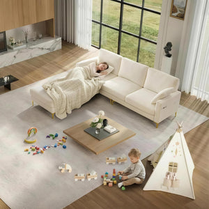 100" U-Shaped Sectional Sofa with Ottoman