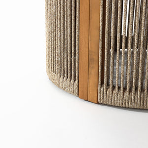 Acacia Wood Outdoor Side Table with Rope Weave