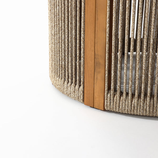 Acacia Wood Outdoor Side Table with Rope Weave