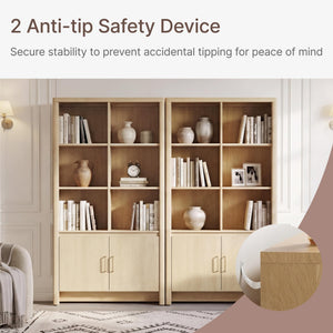 59" Tall Bookcase with Doors & Adjustable Shelves