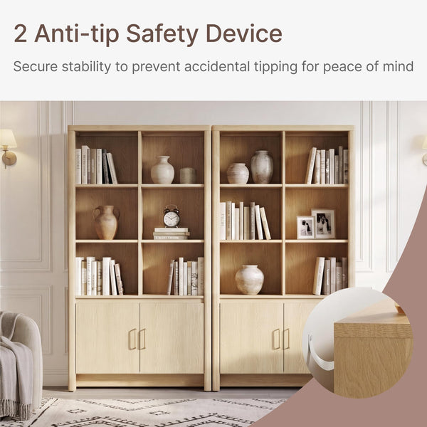 59" Tall Bookcase with Doors & Adjustable Shelves